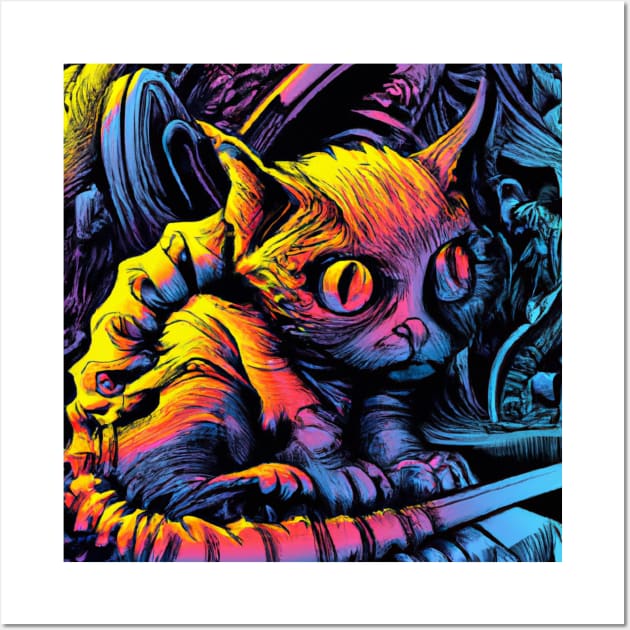 Alien Kitty Cat Lurks in the Shadows Wall Art by Star Scrunch